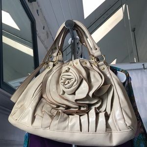 Steven Madden nude, floral, gold studded handbag